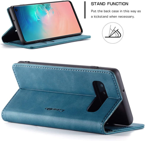 Samsung Galaxy S10 Wallet Case, Magnetic Stand Leather Flip Protective Case with ID & Credit Card Slots Holder Case Wallet for Galaxy S10(Blue)...