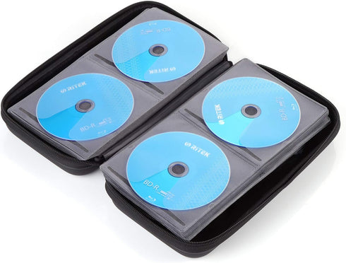 alavisxf xx CD Case, 96 Capacity EVA Protective Blu-ray DVD Case Portable Zipper CD Case Holder Disc Storage Organizer Wallet Bag for Car Home Tra...