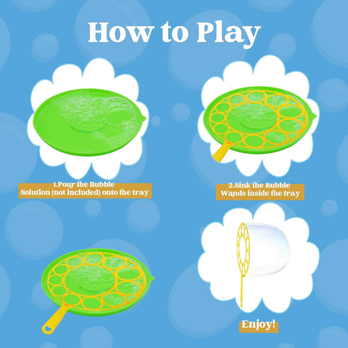 JOYIN Big Bubble Wands Set Bulk for Kids Summer Outdoor Activity Party Favors, 18 Pcs Giant Bubble Maker with Tray, 12" Large, 6 Pcs Bubble Soluti...