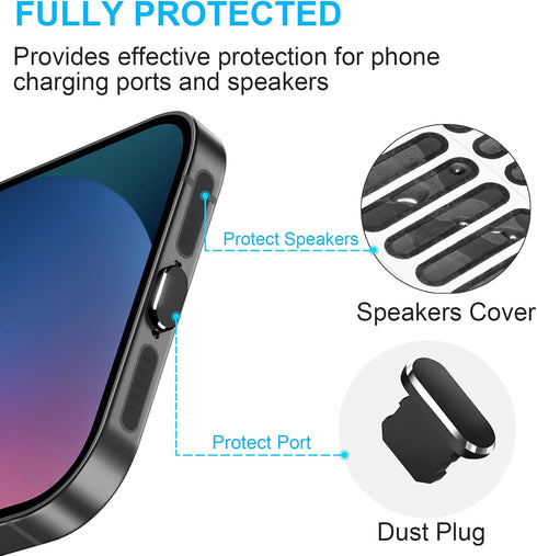 Iphone Dust Plug Compatible with iPhone and AirPods, Lightning Port Plug Protector Charging Port Anti Dust Cover includes Speaker Cover (Black)...
