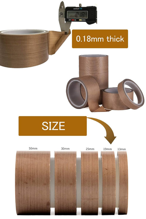 PTFE Coated Fiberglass Telfon Tape, 1.18" x 33 Feet,high Temperature Tape,Welding Sealing Tape,Drying Mechanical Conveyor Belt, Teflon Tape for Va...