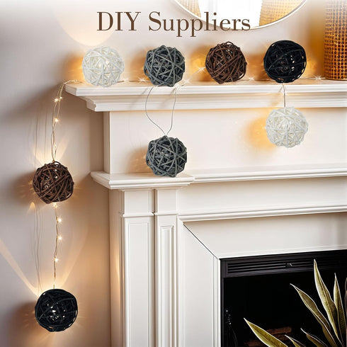 DomeStar 24PCS Brown Decorative Balls for Bowl Centerpiece, 2 Inch Rattan Balls Bowl Fillers Decor - Wicker Twig Orbs Spheres, Wedding Home Vase T...