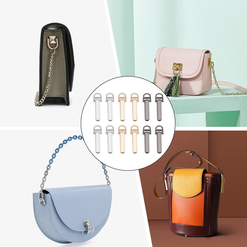 WADORN 18 Sets Metal Purse Suspension Clasp, 3 Colors DIY Purse Making Hardware D Ring Bag Side Clip Buckles with Screws Bag Chain Strap Lanyard C...