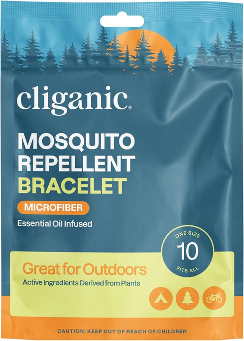 Cliganic Mosquito Repellent Microfiber Bracelets (20 Pack) - for Adults and Kids, DEET Free Wristbands...