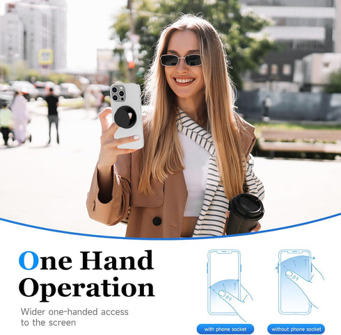 Compatible with MagSafe Phone Grip Socket, Magnetic Expanding Phone Stand iPhone Finger Holder Compatible with MagSafe Accessories, iPhone 15 14 1...