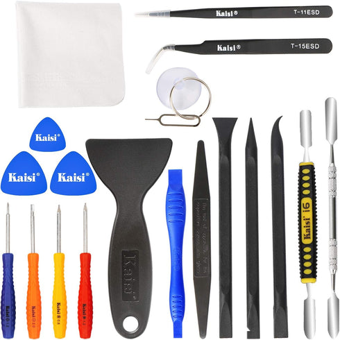 Kaisi Professional Electronics Opening Pry Tool Repair Kit with Metal Spudger Non-Abrasive Nylon Spudgers and Anti-Static Tweezers for Cellphone i...