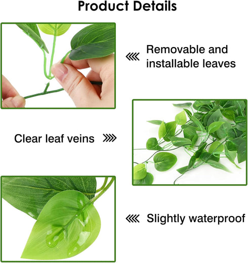 Whonline Fake Plants Hanging 4pcs Artificial Vines Fake Pothos 3.6FT for Living Room Indoor Outdoor Decor (No Baskets)...