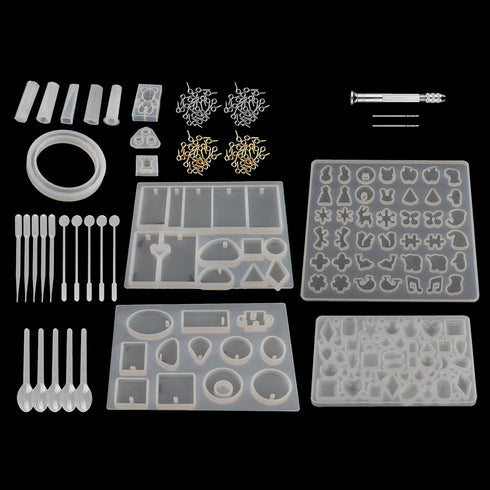 BRAVECOW 229Pcs DIY Jewelry Resin Casting Molds Silicone Epoxy Spoon Kit Craft Necklace Jewelry Pendant Making for Resin Crafts Beginners...