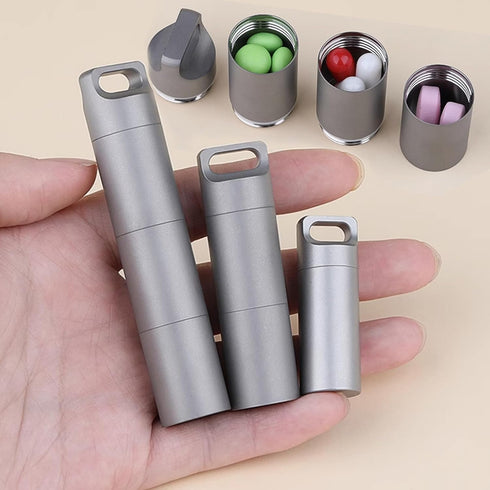 Small Keychain Pill Holder,304 Stainless Steel Portable Pill Case Organizer for Travel,Waterproof Pocket Pill Container Medicine Box for Purse Men...