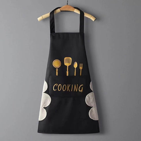 aprons for women with pockets kitchen apron with hand wipe pockets, waterproof for cooking and baking...