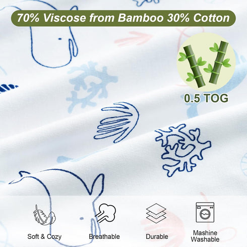 david's kids 2 Pack Baby Sleep Sack 6-12 Months, Rayon Derived from Bamboo?Soft Cooling Sleep Sacks for Summer, TOG 0.5 Baby Wearable Blankets wit...