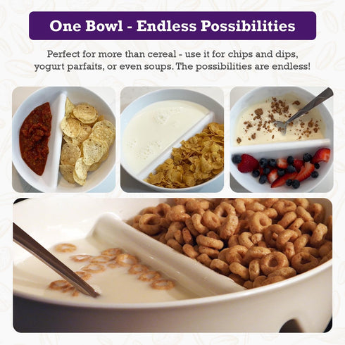 2 Pack - Just Crunch Anti-Soggy Cereal Bowl - Keeps Cereal Fresh & Crunchy | BPA Free | Microwave Safe | Ice Cream & Topping, Yogurt & Berries, Fr...