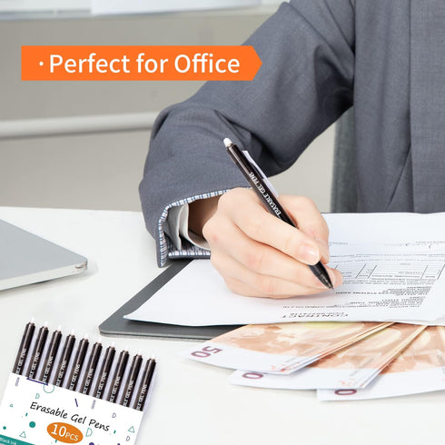 Vitoler 10 Pack Erasable Gel Pens, 0.7 mm Fine Point Retractable Pens, Black Ink Erasable Pens for Completing Sudoku and Crossword Puzzles...