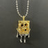 Sponge Skull Jewelry Necklace, Gothic Square Skull bob Jewelry, 925 Silver Cute Cartoon Pendant...