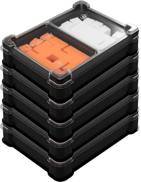 Token Two-Cell Box for Board Game Pieces, Meeples, Dice, Tokens (5 Modular Trays with a Transparent Removable lid)...