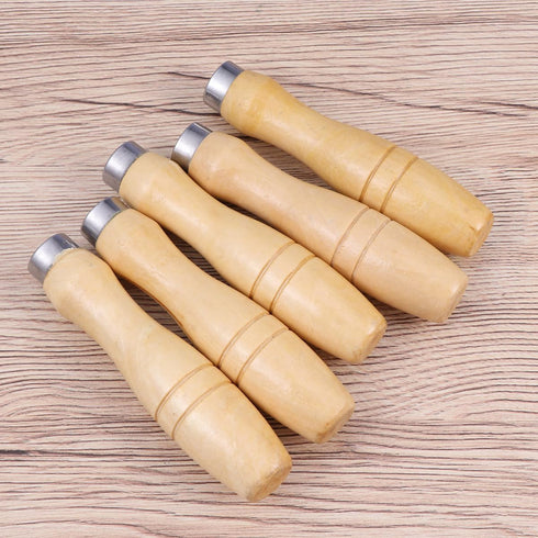 Gadpiparty Sturdy Wooden File Handle - 5Pcs Set - 62mm Inner Hole - Enhanced with Metal Collars for High Precision File Cutting Tools - Ideal for ...