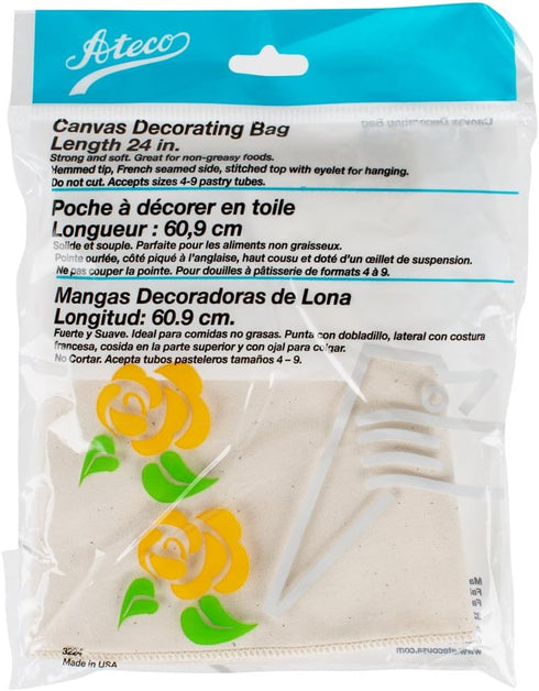 Ateco 3224 24" Canvas Pastry Decorating Bag - Durable Heat Resistant Canvas, Hemmed Tip, French Seamed Side....