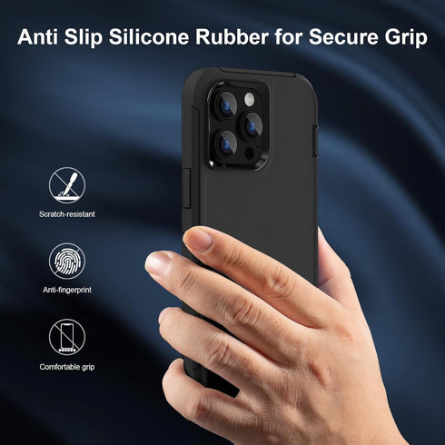 Sansunto for iPhone 13 Pro Max Case and 12 Pro Max Case, Full Body Protection Heavy Duty Shockproof Military Grade 3 in 1 Silicone Rubber with Har...