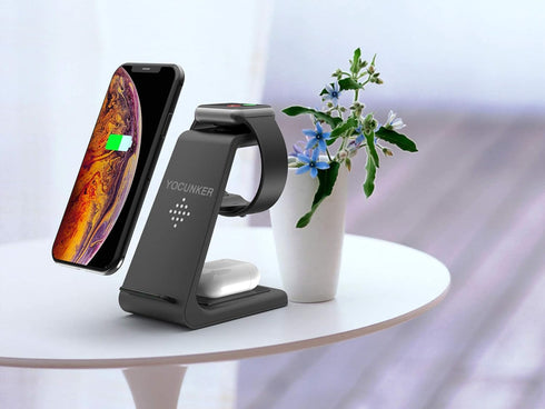 Wireless Charger for Apple,3 in 1 Qi-Certified Fast Charging Station Stand for iPhone 14/13/12,13/12 Pro,13/12 Pro Max,11/X/XS/XR/8,Apple Watch 7/...