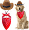 Pet Cowboy Hat Bandana Costume, Funny Dog Cat Costume Accessories Set West Cowboy Accessories for Mexican Birthday and Holiday Party Daily Wearing...