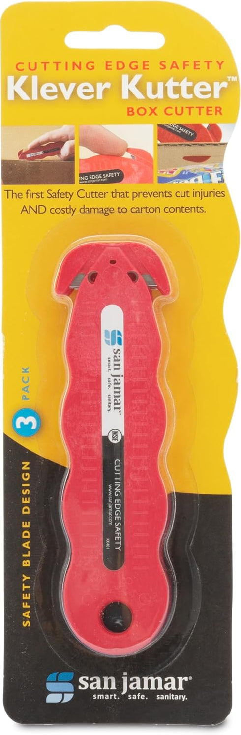 San Jamar KK401YL Klever Kutter Safety Box Cutter Knife, Yellow...