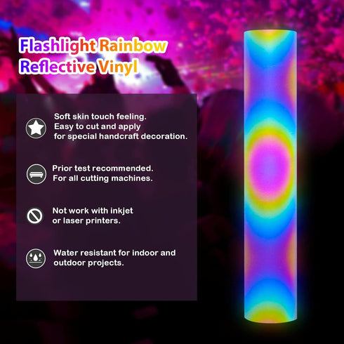 TECKWRAP Black Holographic Reflective Adhesive Vinyl Flashlight Sensitive Vinyl for DIY Craft Cutters, Signs, Scrapbooking, 1ftx5ft, Black...