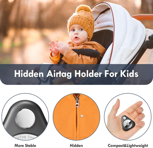 Apple Airtag Holder for Kids, 2 Pack Hidden GPS Tracker Cases, Anti-Removal Airtag Durable Case with Pins, Lightweight Inside Clothes, Suitable fo...