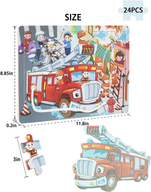 Wooden Puzzles for Kids Ages 3-5, 4 Packs 24 Pcs Wood Jigsaw Puzzles for Toddlers 2-4 4-6, Preschool Educational Brain Teaser Travel Toys Gifts fo...
