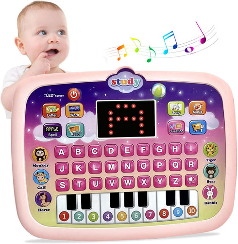 Kid Tablet Toddler Learning Pad Interactive Toy with Screen -Educational Toys Fun Gifts -Music/Piano/ABC/Numbers/Words/Spell/Animals - for Boys&Gi...