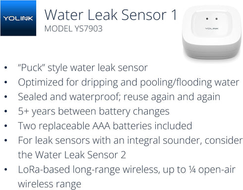 YoLink Water Leak Detector, 1/4 Mile World's Longest Range, Wireless Smart Water Leak Sensor, Alexa, IFTTT, Hub Required...