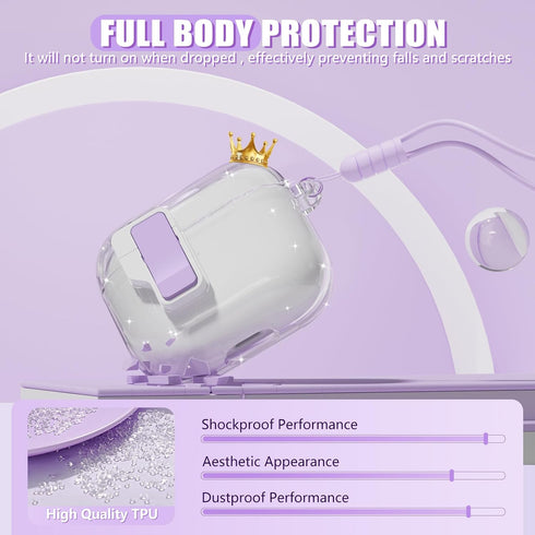 ?with Safety Lock? for AirPods 3rd Generation Case Cover 2021, TPU Clear Case for AirPod Case 3rd Generation with Cleaner Kit & Portable Wrist Str...