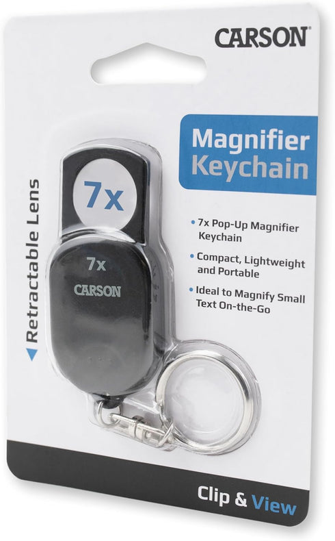 Carson Clip and View Pop-Up Retractable 7X Aspheric Keychain Magnifier (GN-70)...