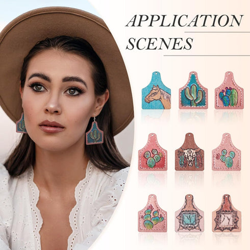 Cheriswelry Wood Dangle Earrings Making Kit DIY West Cowboy Style Earring Printed Cactus Wood Big Pendants Earring with 18pcs Cactus Pendants & 20...
