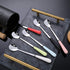 3PCS Mixing Spoons for Coffee, Dessert, Ice Cream, Milkshake, Stainless Steel Iced Teaspoon with Ceramic Handle Tablespoons Espresso Cocktail Stir...