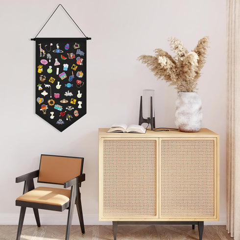 Kunyeah Wall Hanging Brooch Organizer Storage Case Colorful Canvas Pin Board Stand Enamel Pin Badge Hanging Holder Display Banner Earrings Collect...