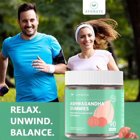 AFXMATE Ashwagandha Gummies for Women w/Magnesium Glycinate Supplement for Adults, Sugar Free Gummies - Vegan, Gluten Free & Gelatin Free Ashwagan...