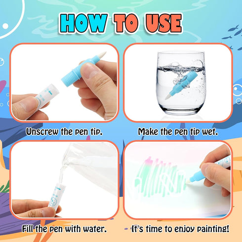 Large Water Doodle Mat for Toddlers, Magical Colourful, 39?×31? Mess Free Coloring Mat with 2 Water Pens, Educational Toy Gifts for Kids 3+ Year -...