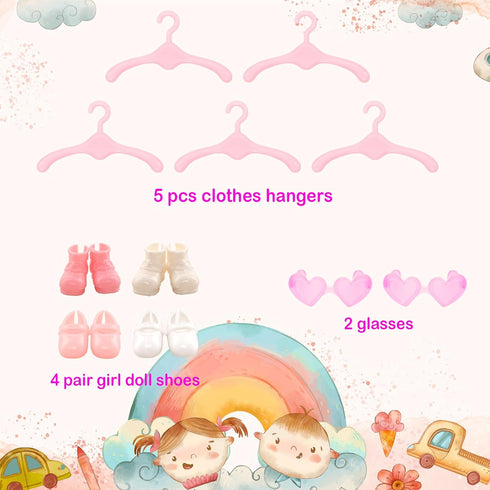 Miunana 21 PCS 5.3 Inch Girl Doll Clothes Dress Outfits and Shoes for Girl Doll Clothing with 4 Pairs of Shoes for 4-6 Inch Girl Dolls Clothes and...