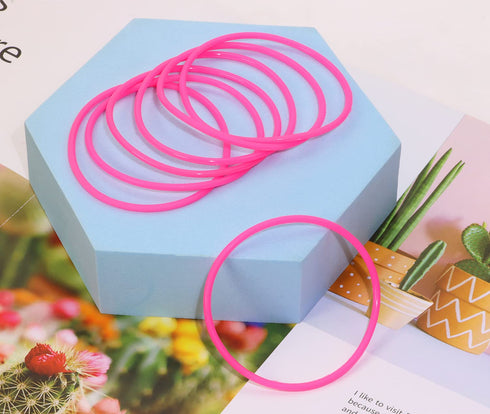 Silicone Jelly Hair Tie Bracelet Penta Angel 20Pcs Retro Solid Neon 80s Style Costume Wrist Band Hair Elastics for Men Women Party Favors (Rose Re...