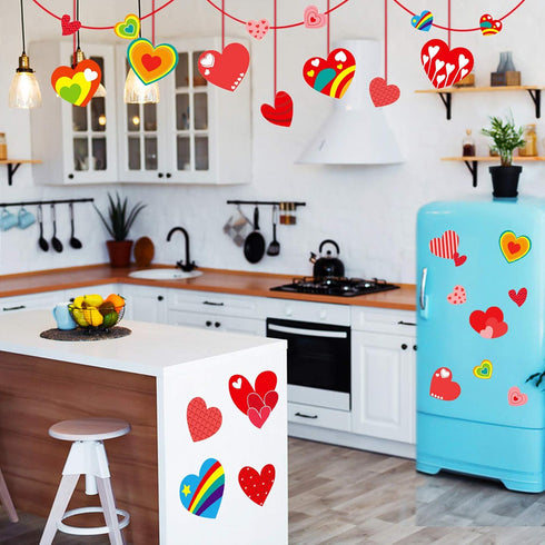 Kalolary 194PCS Valentine's Day Window Stickers Removable Heart Window Clings DIY Heart Stickers Self-Adhesive Heart Decal for Home, Office - Vale...