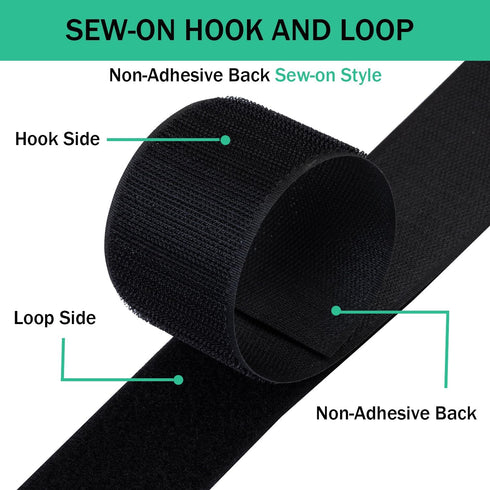 4 Inch Sew on Hook and Loop Strips | Easy to Sew | Excellent Grip | Non-Adhesive Back Nylon Fabric Fastener Strips for Clothing Sewing Crafts and ...