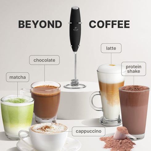 Zulay Kitchen Tornado Whisk Milk Frother Handheld - Coffee Frother Wand With Stand - Triple Whisk Hand Held Drink Mixer - Electric Stirrer Frothin...