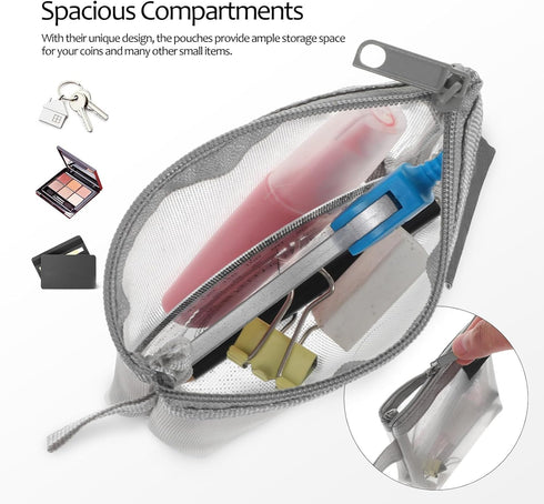 Healifty 3pcs Mesh Coins Purse Mini Makeup Bag Organizer Portable Storage Bags Cosmetic Bags Change Bags...