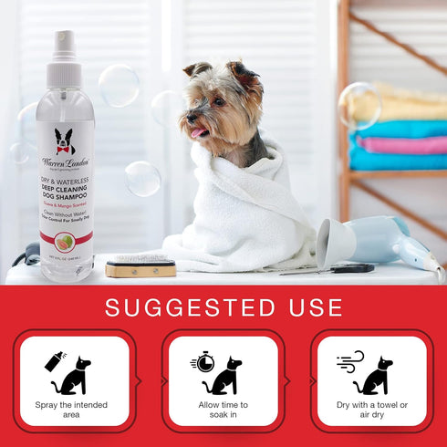 Warren London Dry & Waterless Shampoo for Dogs & Pets- No Rinse Dog Shampoo- Dog Dry Shampoo for Smelly Dogs- Waterless Shampoo Spray for Dogs- Wa...