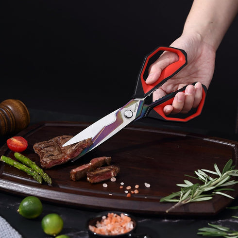 LIVINGO Sharp Kitchen Scissors for Food - Titanium Coated Forged Stainless Steel Heavy Duty Shears All Purpose for Cooking Utility Cutting Poultry...