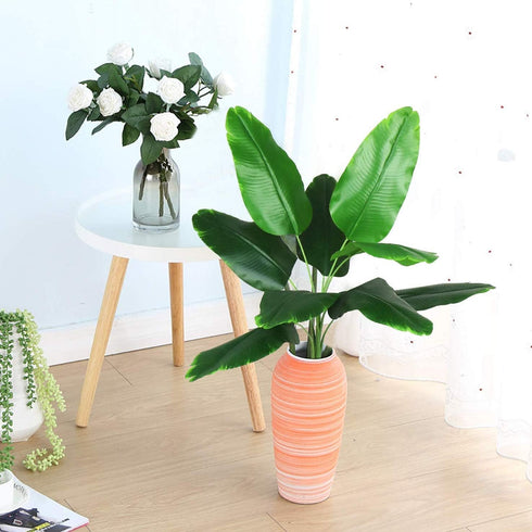 CATTREE 33 inch Tall Artificial Banana Tree, 9 Branches with Brown Leaves, UV Resistant Plastic, Ideal for Decorating Indoors or Outdoors...