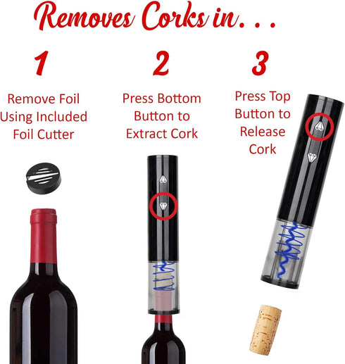 BRENTWOOD WA-2004BK Portable Wine Opener with Foil Cutter, fits most bottles, Black...
