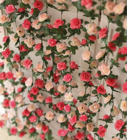 PARTY JOY 5pcs 41Ft Flower Garland Fake Rose Vine Artificial Flowers Hanging Rose Ivy Hanging Baskets Wedding Arch Garden Background Decor (Pink, ...