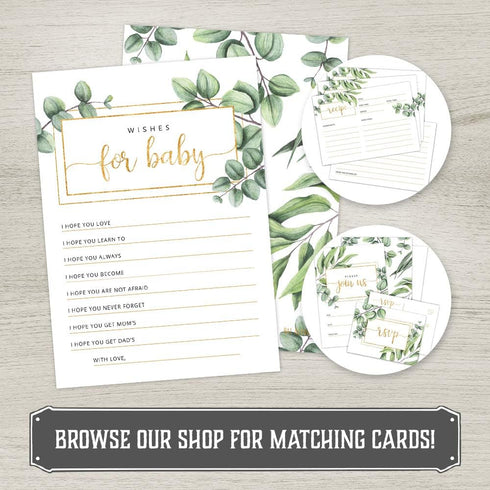 Baby Shower Wishes Cards - Gender Neutral Wishes for Baby Cards (Set of 50) -Double-Sided Advice and Wishes Cards Baby Shower Keepsake - Watercolo...