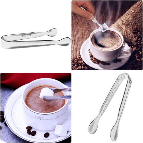 TTSAM 4 Pcs Ice Tongs Sugar Cubes Tongs, Mini Serving Tongs, 304 Stainless Steel, Silver, 4.33 x 0.63 inches...